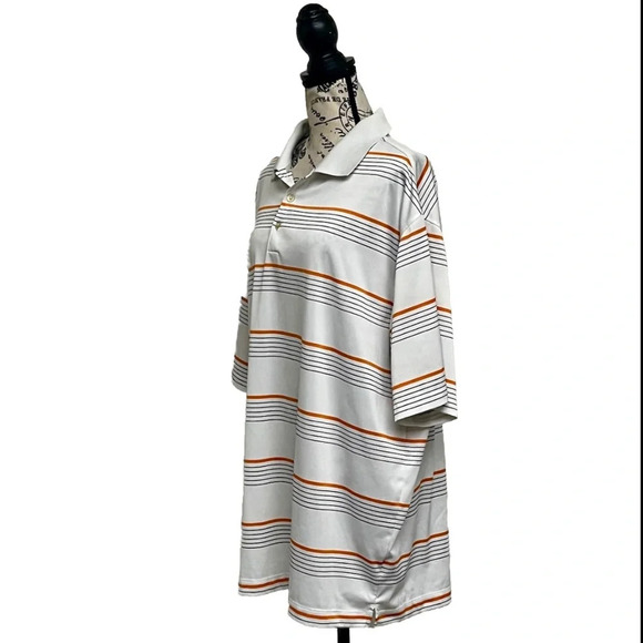 Nike Golf Men’s XXL Striped Polo Shirt White Orange Gray Dri-FIT Performance - Picture 3 of 10
